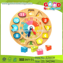 Hot Sale Educational Wooden Clock Toy,Shape Sorting Clock,Geometry Clock Toys